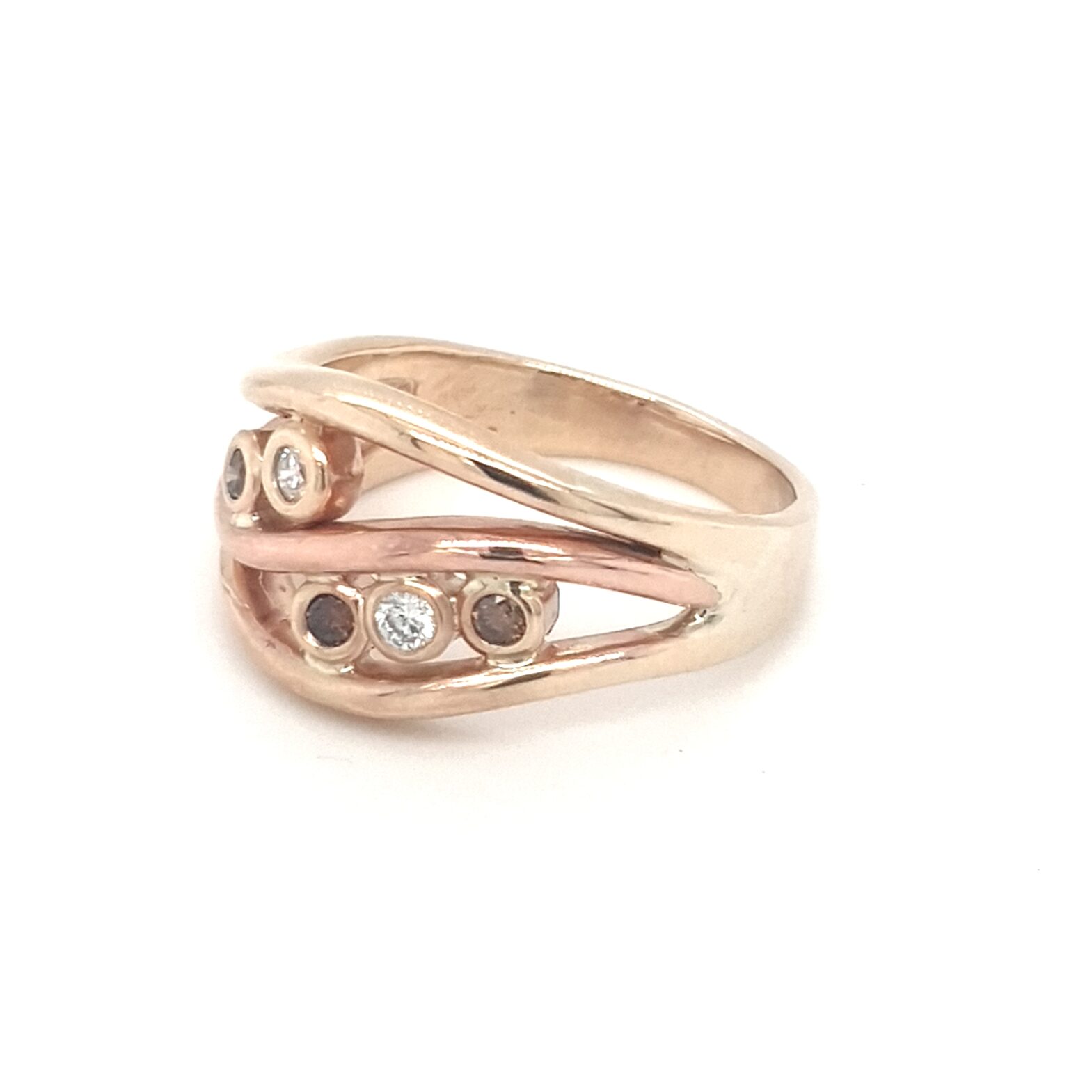 Coral Bay Collection Handmade Yellow and Rose Gold Diamond Ring_2