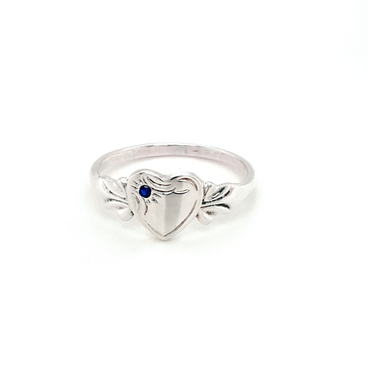 Blue Bird Sterling Silver Signet Ring with September Birthstone_0