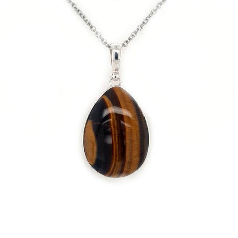 Leon Baker Sterling Silver and Tiger's Eye Teardrop Pendant_0