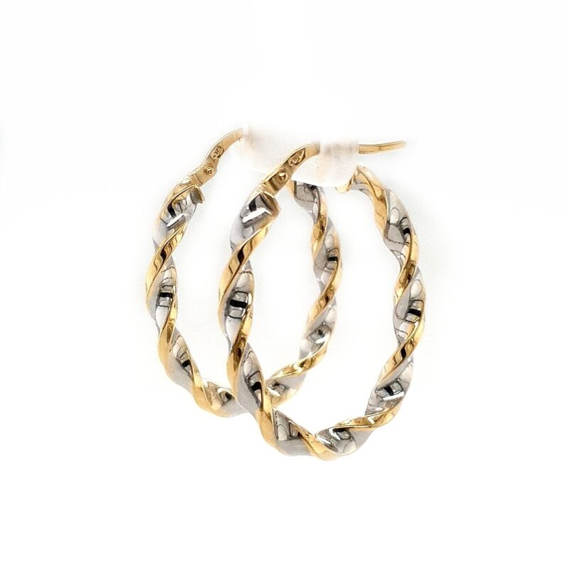 Leon Baker 9K Yellow and White Gold Twist Hoops_0