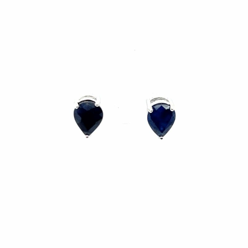 Sterling Silver Australian Pear Sapphire Stud Rings_0