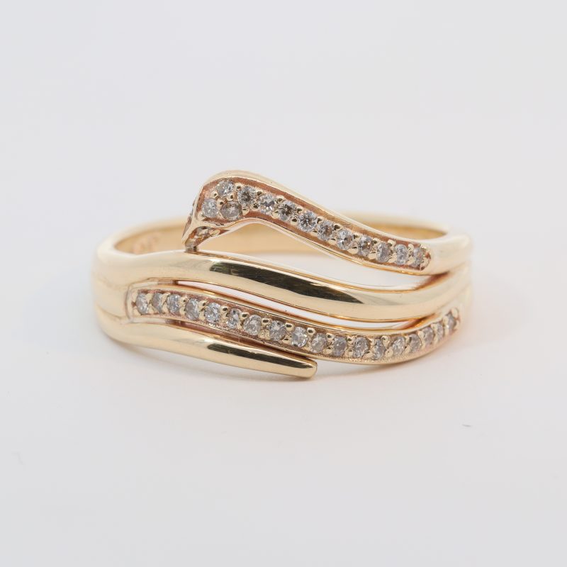 Leon Baker Handmade 9ct Yellow Gold Diamond Snake Ring_0