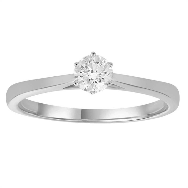 Leon Baker 9K Solid White Gold Solitaire Engagement Ring. Size N_0