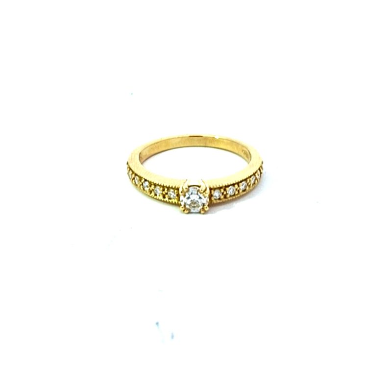 Leon Baker Solid 18ct YG Natural Diamond Ring. Size N1/2_0
