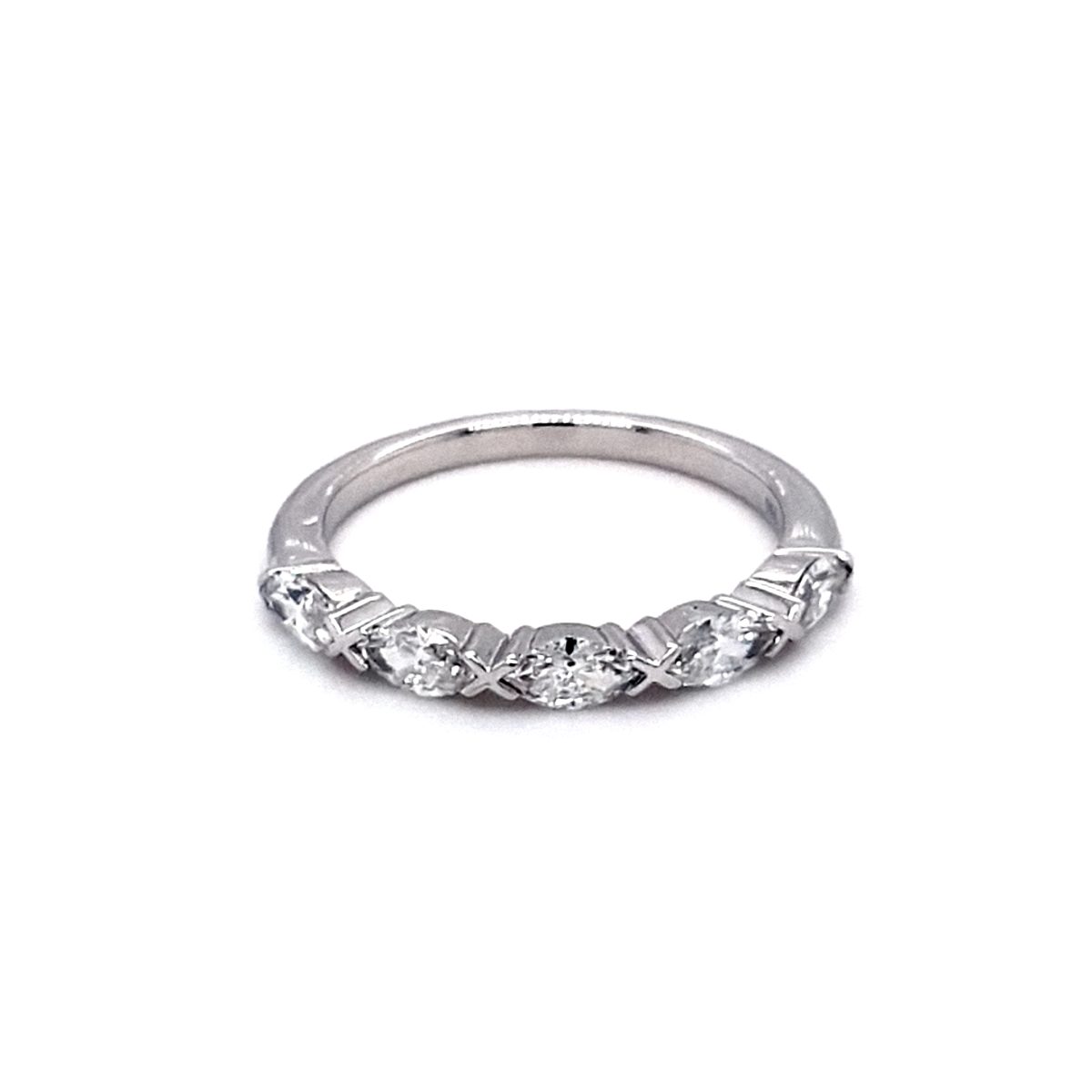Leon Baker Solid 18K White Gold Marquise Diamond Band_0