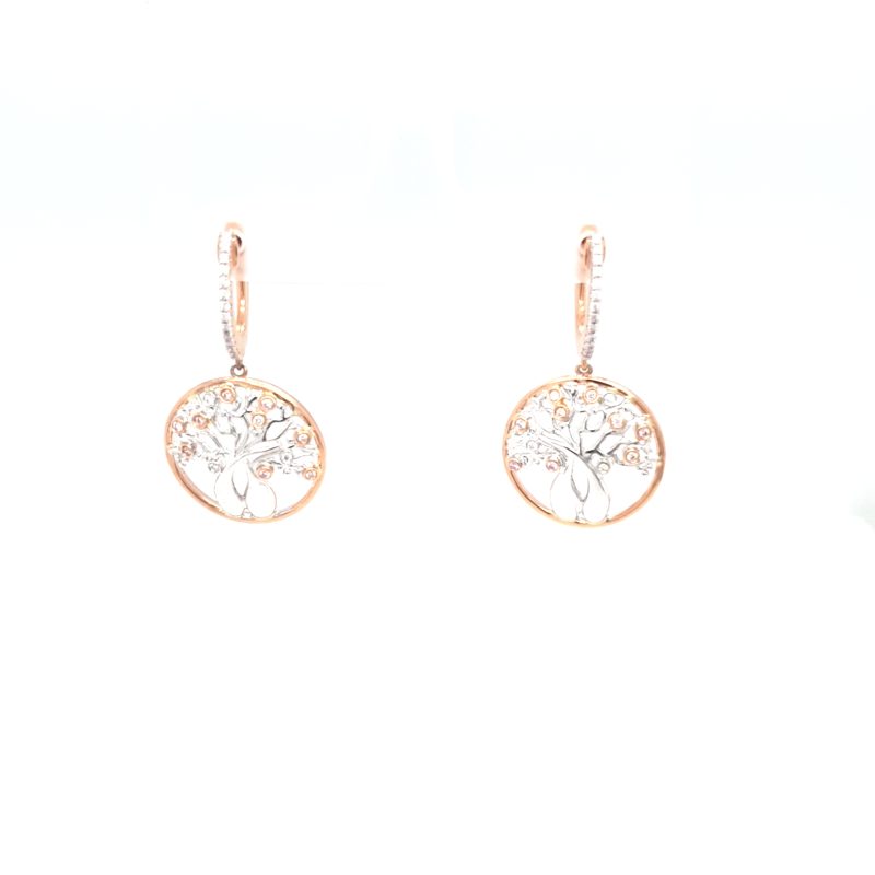 Argyle 18K Australian Boab Tree Earrings with White and Pink Diamonds_0