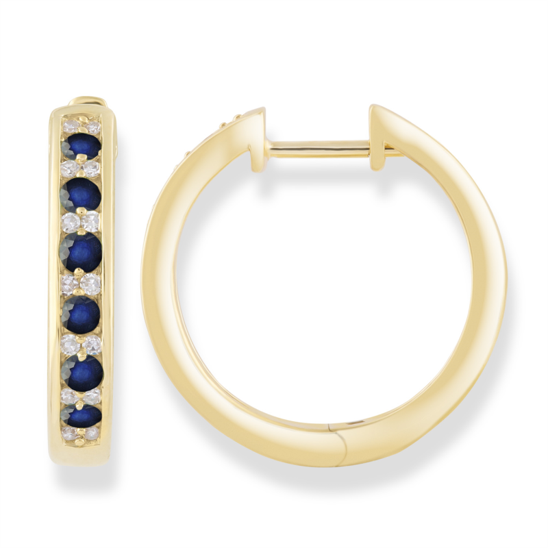 Leon Baker 9K Yellow Gold Diamond and Blue Sapphire Earrings_0