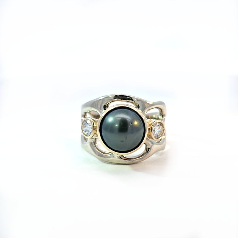 Coral Bay Collection Half Pearl and Diamond Ring_0
