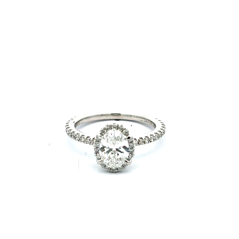 Leon Baker 18K WG LAB DIAM 1.42ct F VS2 OVAL HALO LGD RING LGRE-18587-N SIZE N1/2_0