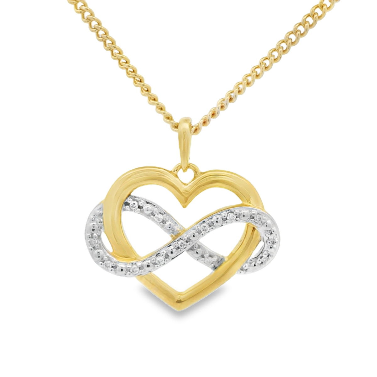 9KYG Heart Diamond Pendant Necklace_0