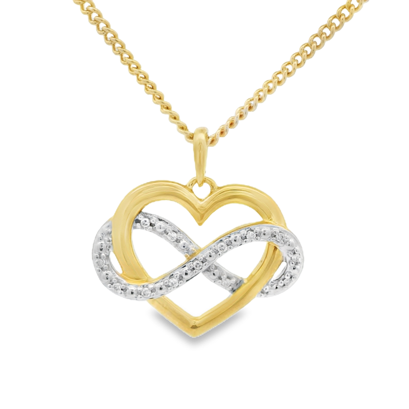 9KYG Heart Diamond Pendant Necklace_0