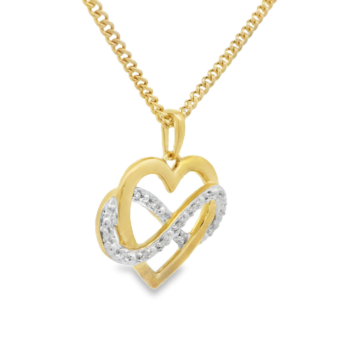 9KYG Heart Diamond Pendant Necklace_1