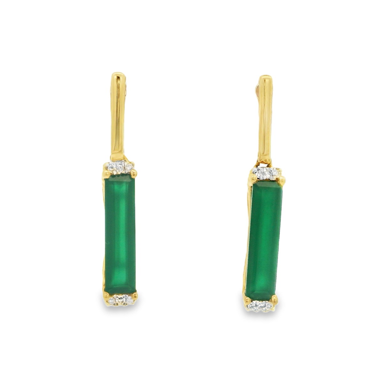 LEON BAKER 9K YG 0.05CT HI I1 DIA GREEN ONYX EARRING_1