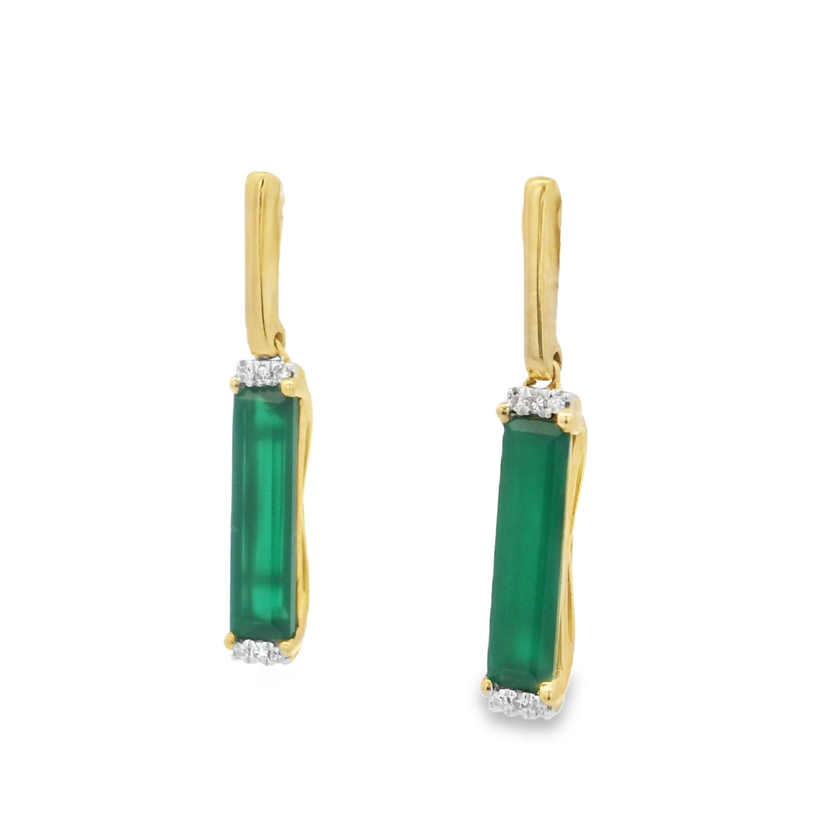 LEON BAKER 9K YG 0.05CT HI I1 DIA GREEN ONYX EARRING_3