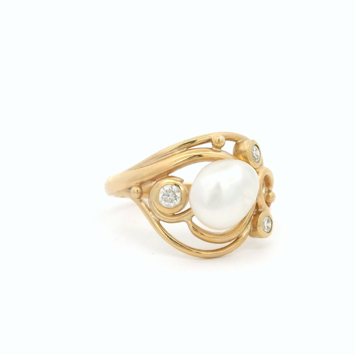 9KYG Broome Keshi Pearl Diamond Ring_1