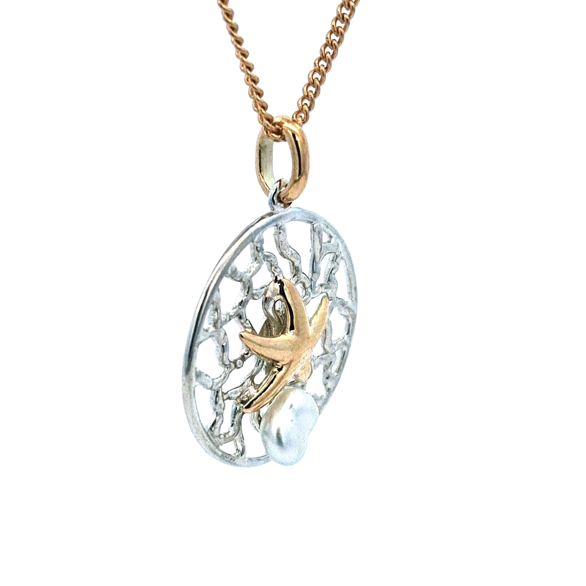 SS 9ct YG Starfish Broome Pearl Keshi Coral Bay Pendent_2